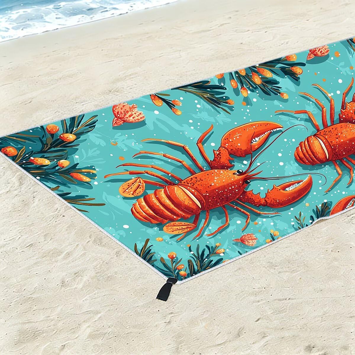 Telo Mare Microfibra, Telo Mare Grande 100x220cm 2 Pezzi, Asciugamano Palestra Donna Asciugatura Rapida, Antisabbia Asciugamano Microfibra, Leggero Asciugamani Palestra per Regalo (Aragosta) -4230