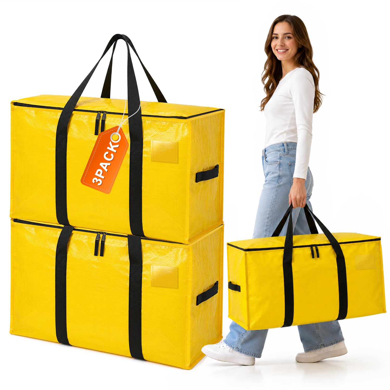 Molxss Moving Bags 3 PACK 100L Heavy Duty Moving Boxes Storage Bags
