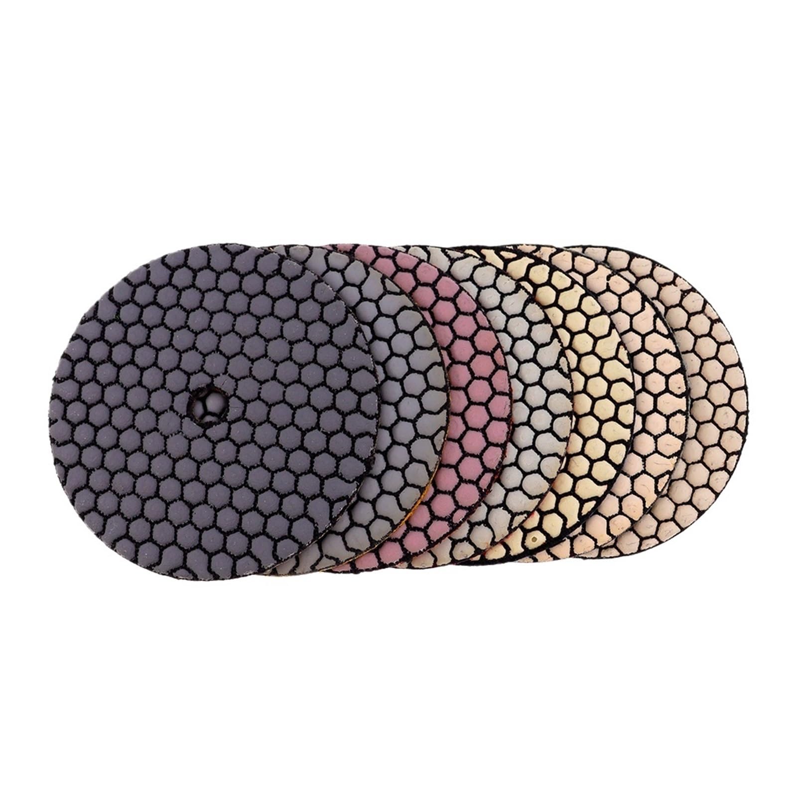 Diamentowe podkładki polerskie, Suche diamentowe pady polerskie 5 cali, 7 gradacji, opakowanie 7 sztuk, do granitu, marmuru, kamienia, betonu(100-7 PCS-5 INCHES)