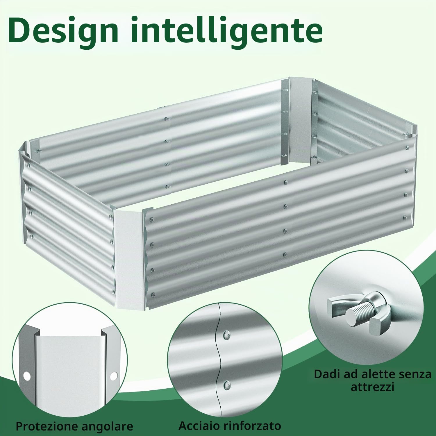 Ohuhu Aiuola rialzata 3 in 1 in metallo con serra e pellicola in PVC, fioriera rialzata con pomodoro, aiuola con struttura in acciaio, per giardino, 120 x 60 x 30 cm