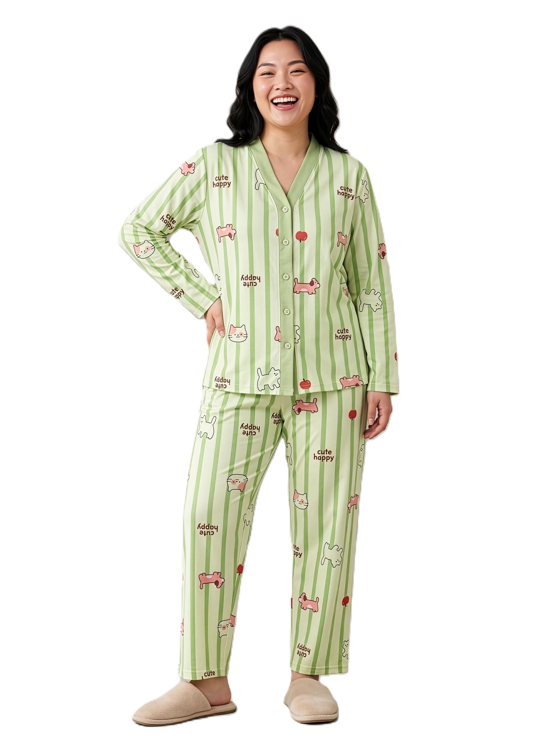 lugo Women's Printed Nightwear Set | Cotton Blend Full Sleeve Shirt with Pyjama | Soft Casual Sleepwear for Women & Girls-picture-20