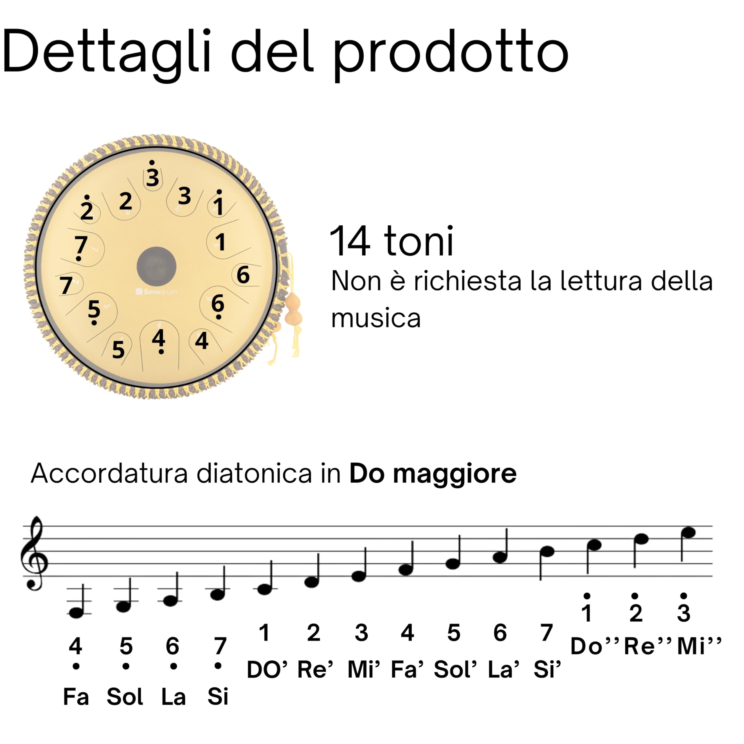 tamburo a lingua d'acciaio 'Exclusive' in Do Maggiore, oro - 38 cm con 14 note - steel tongue drum con canzoniere, mazzuoli, fingersticks e borsa da trasporto. (Blu scuro)