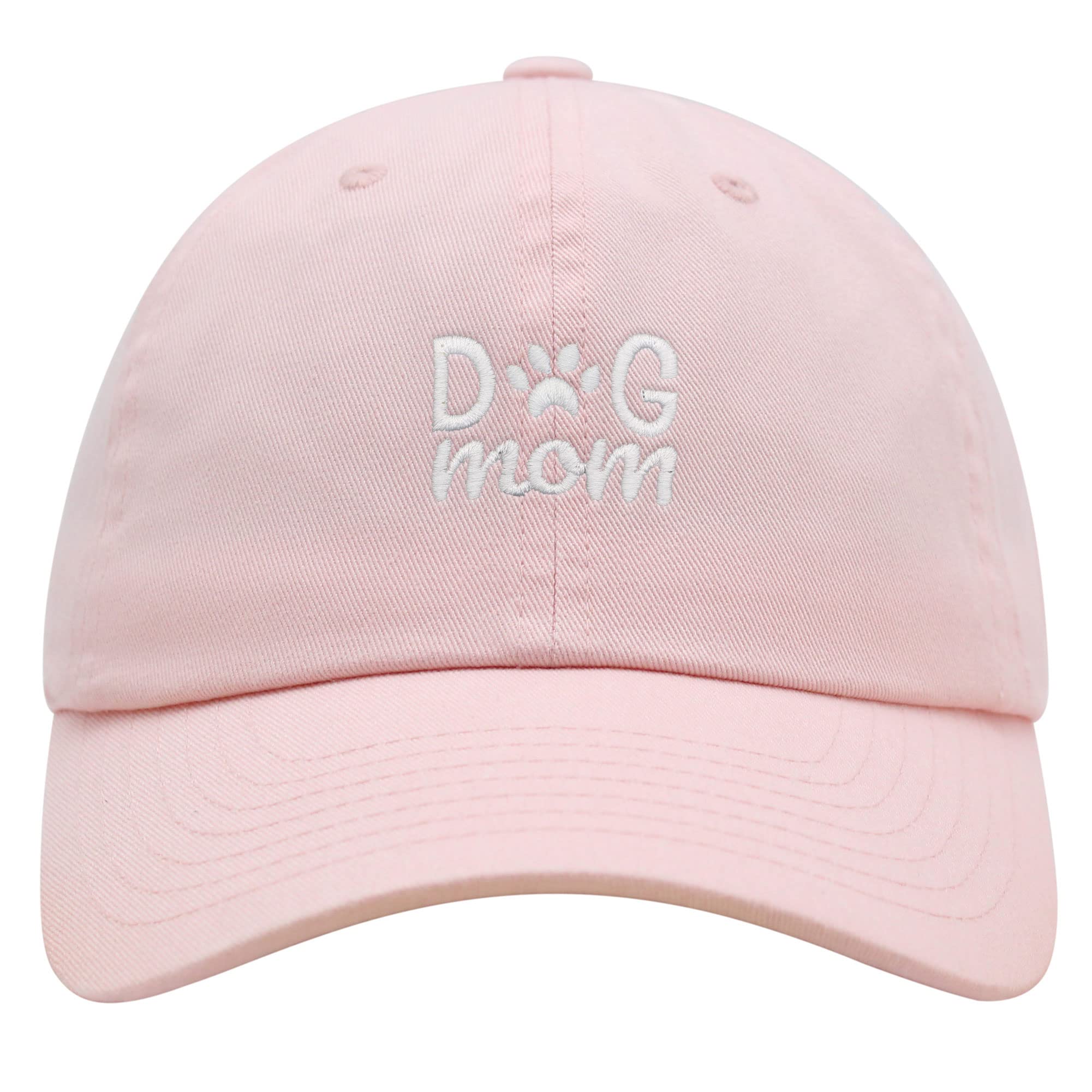 JPAK Dog Mom Premium Dad Hat Embroidered Cotton Baseball Cap Puppy Paw Light Pink