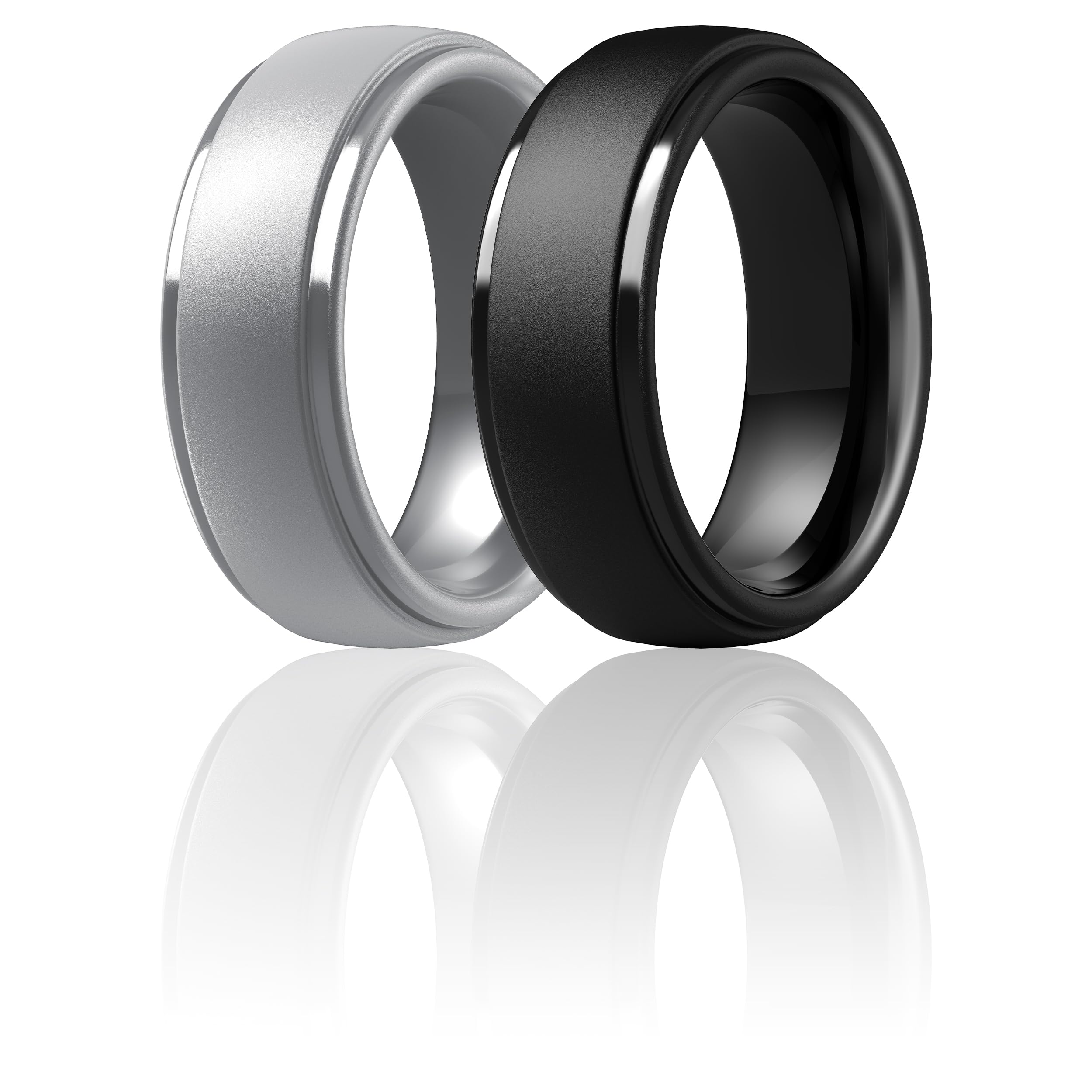 Thunderfit Men's Silicone Ring, Step Edge Rubber Wedding Band, 10mm Wide, 2.5mm Thick, 5.5 - 6 (16.5mm), Silicone,