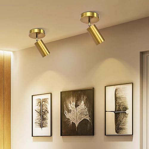 Miniatura 2 de Lámpara de techo de iluminación de pista, lámpara de techo dorada, focos Gu10, ajuste de ángulo interior, lámpara de pared moderna para sala de