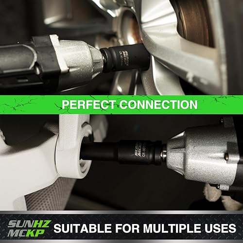 Miniatura 6 de SUNHZ MCKP Juego de 21 llaves de vaso de impacto profundo de 12 pulgada, Cr-MO, juego de llaves métricas (0.394 in - 0.945 in), incluye barras de