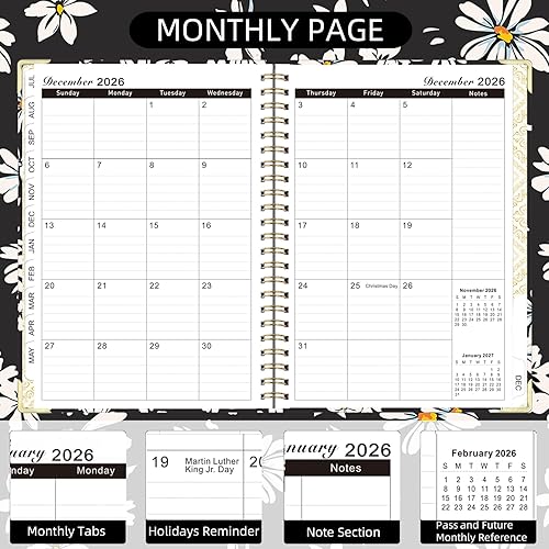 Miniatura 3 de Agenda mensual 2026, enero de 2026 a diciembre de 2026, agenda semanal y mensual de 6.25 x 8.5 pulgadas con pestañas de página, calendario de tapa