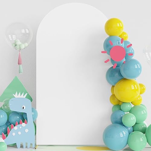Miniatura 4 de Fomcet Cubierta de arco de boda de 7.2 pies, color blanco, de 2 lados, de elastano, ajustada, cubierta de arco de tela redonda para fiesta de