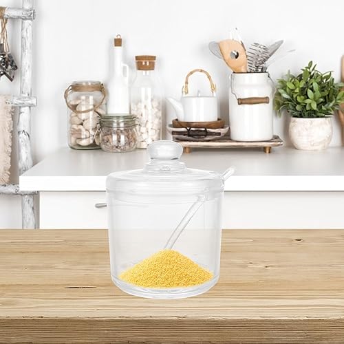 Miniatura 8 de Juego clásico de azucareros de vidrio transparente con tapa para servir, olla de sal y pimienta, contenedor dispensador de condimentos, caja de