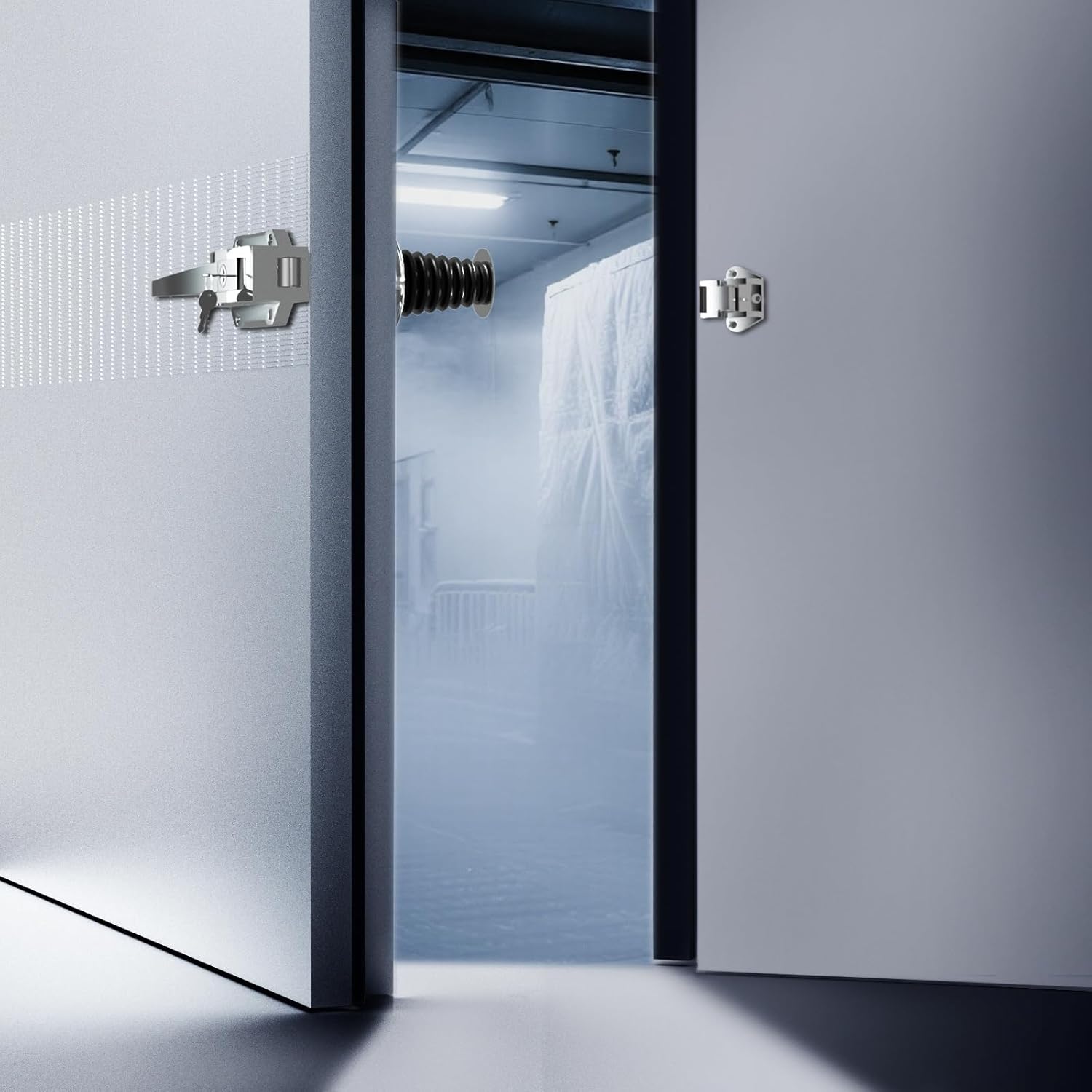 Commercial Walk-in Cooler Door Latch Kit with Interior Safety Release & Key Lock, Heavy Duty Radial Freezer Replacement, Flush Mount for 4"–6" Thick Doors