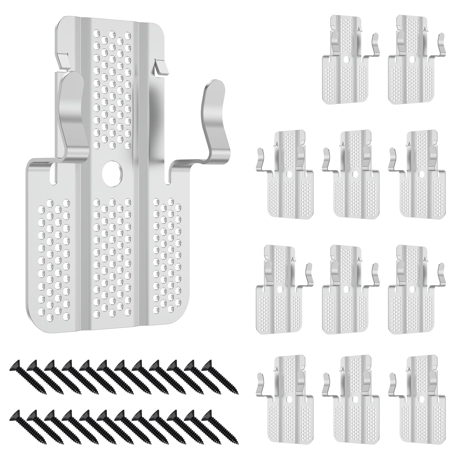 12 Pack Drywall Repair Clips, Stainless Steel Drywall Fastener Clip Kit with Screws, Heavy-Duty Wall Hole Repair Patch Fits 1/2 Inch Panels for DIY Damaged Walls & Ceilings Repairing