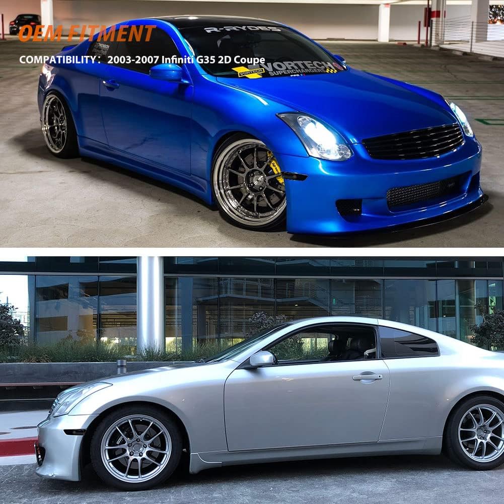 ADIIL Smoked Side Marker Lights Cover Compatible With 2003-2007 Infiniti G35 Coupe Skyline Front Bumper Turn Signals Side Marker Lamp Housing Assembly