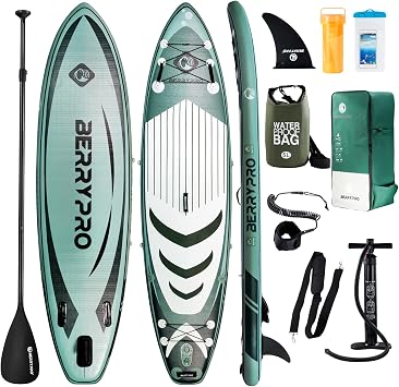 BERRYPRO Inflatable Stand Up Paddle Board,Yoga Board,Fishing Paddle Board with Full Accessories for All Water Sport Skills