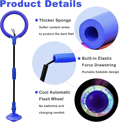 Miniatura 4 de Skip Ball, pelota giratoria portátil plegable y colorida, juguetes para niños para niñas y niños para saltarlo, juguetes deportivos de fitness para