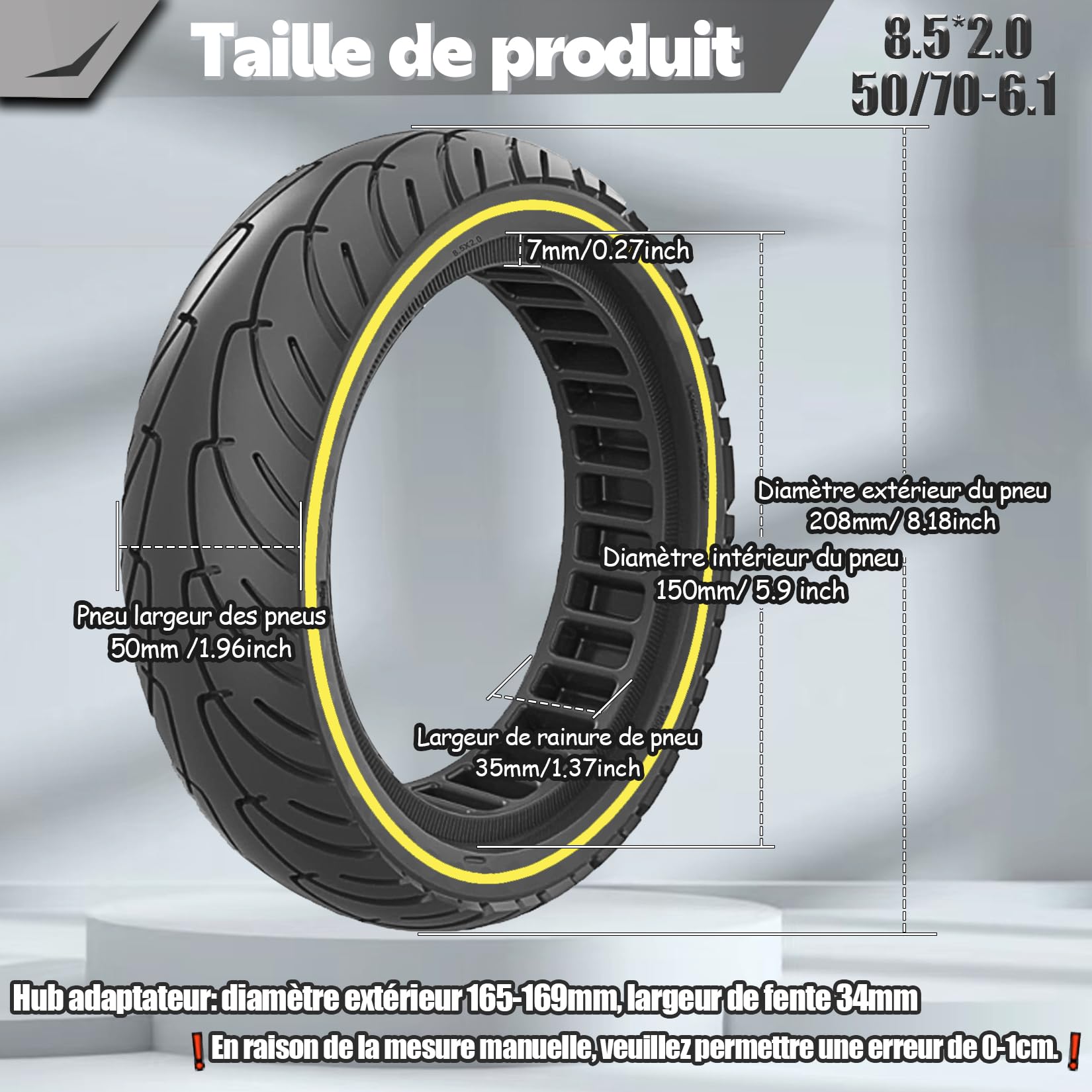 Pneu Solide Felixstory 8,5x2,0 Pouces – Anti-crevaison Pour Xiaomi M365, Ninebot Et Plus