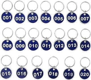 Honbay Metal 1-20 Number Tags Identification Hang Tags Luggage Labels ID Tag with Split Key Ring Numbered Key Rings for Organizing and Sorting (001-020, Blue)