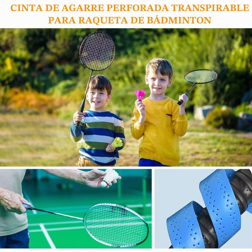 6 Bandas de Agarre para Raquetas de Tenis, Bádminton, Squash, Cinta Autoadhesiva Antideslizante