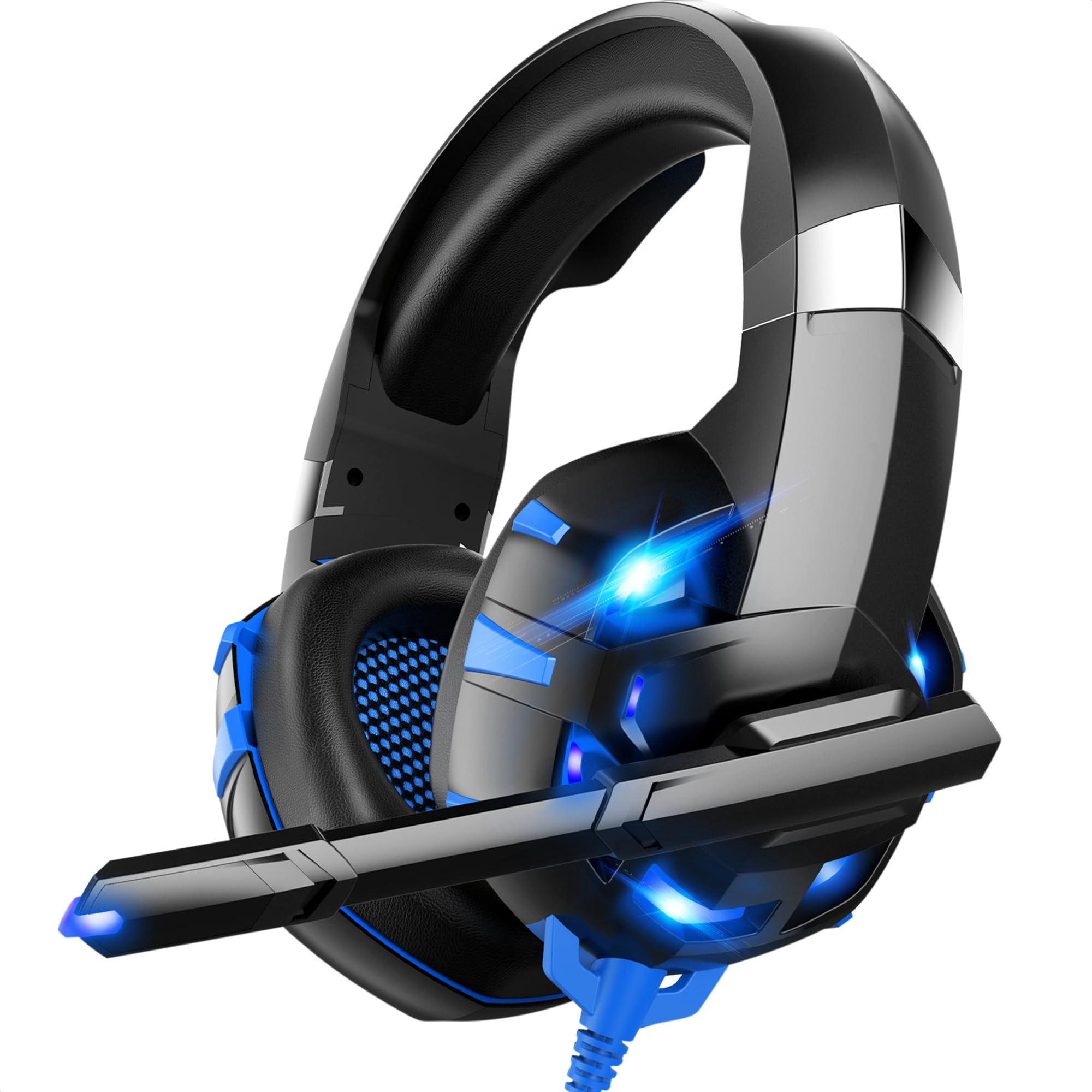Strex Gaming-Headset mit Mikrofon Blau – Kompatibel mit PC | PS4 | PS5 | Xbox One | Xbox Series