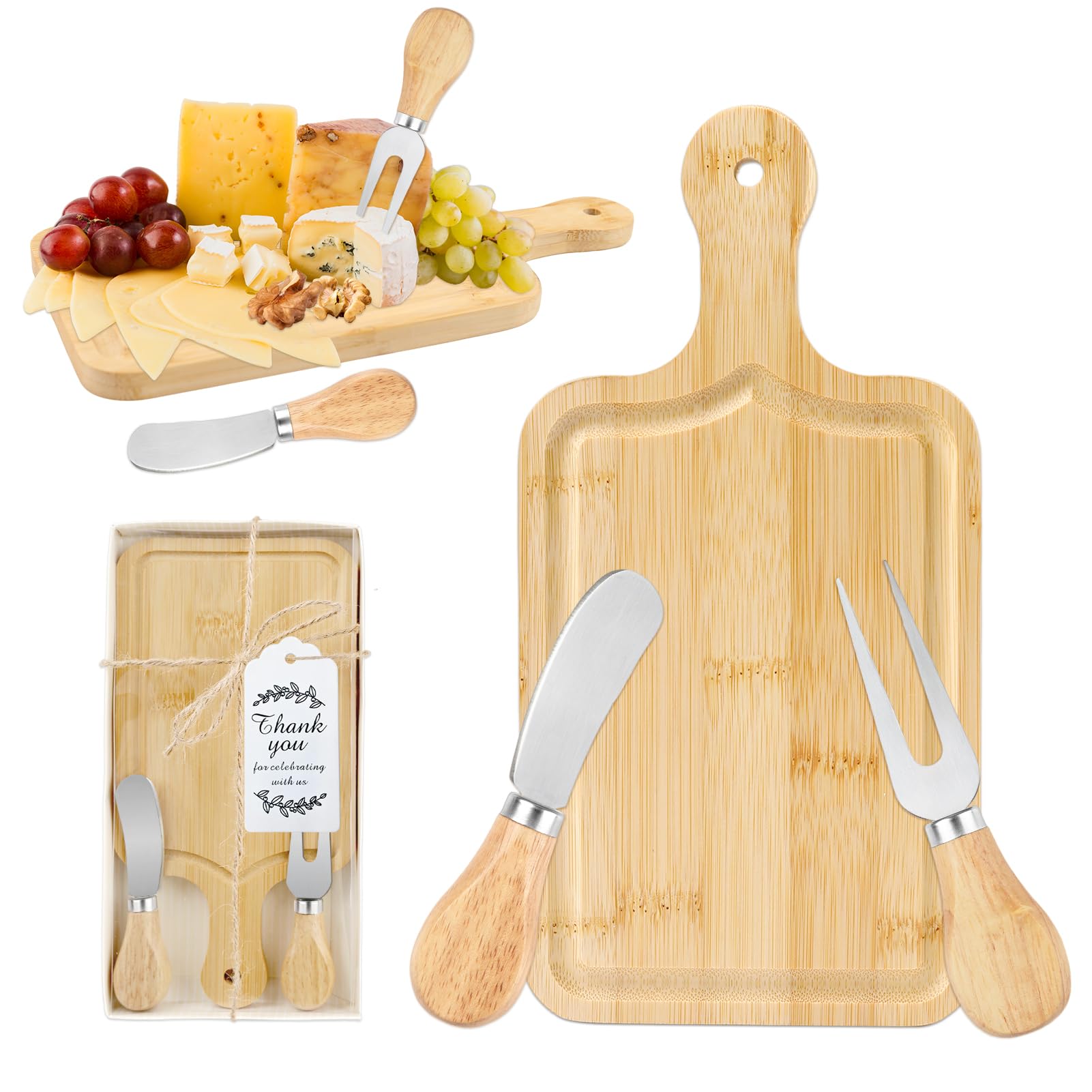 Photo 1 of 1 Set Baby Shower Prize for Game Winners Adults, Bridal Shower Prize for Guests, Small Cheese Board Gift Set with Wood Mini Charcuterie Board, Knives, Forks, Thank You Card & Gift Box