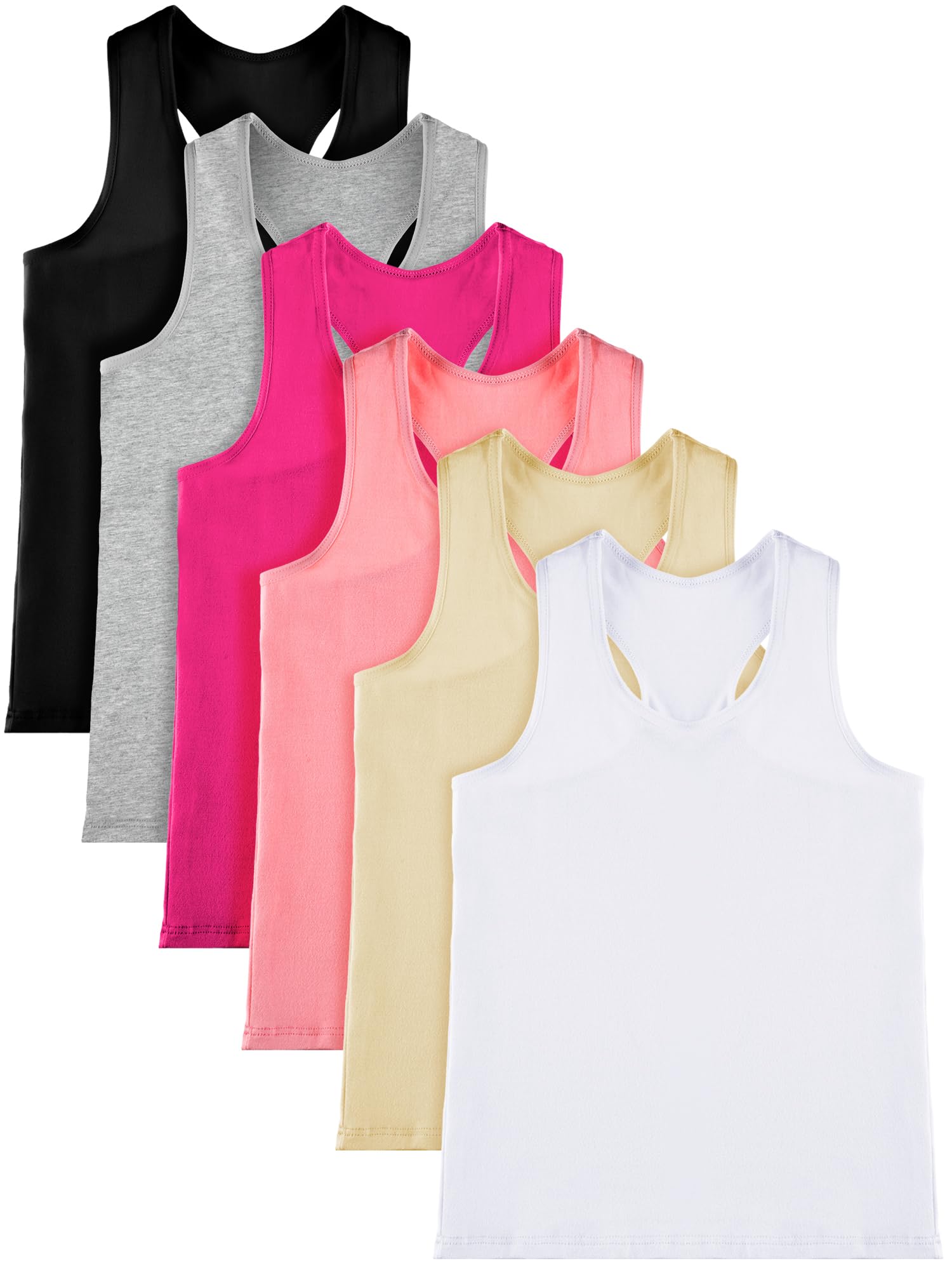 Photo 1 of Geyoga Girls Tank Tops Racerback Cami, 6 Pcs, 11-12 Years, Fresh Colors