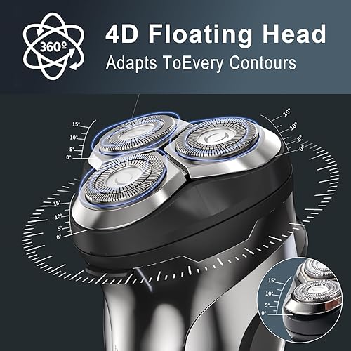 Miniatura 4 de Maquinilla de afeitar eléctrica para hombres, afeitadora inalámbrica para la cara de hombres, afeitadora eléctrica recargable USB-C para hombre para