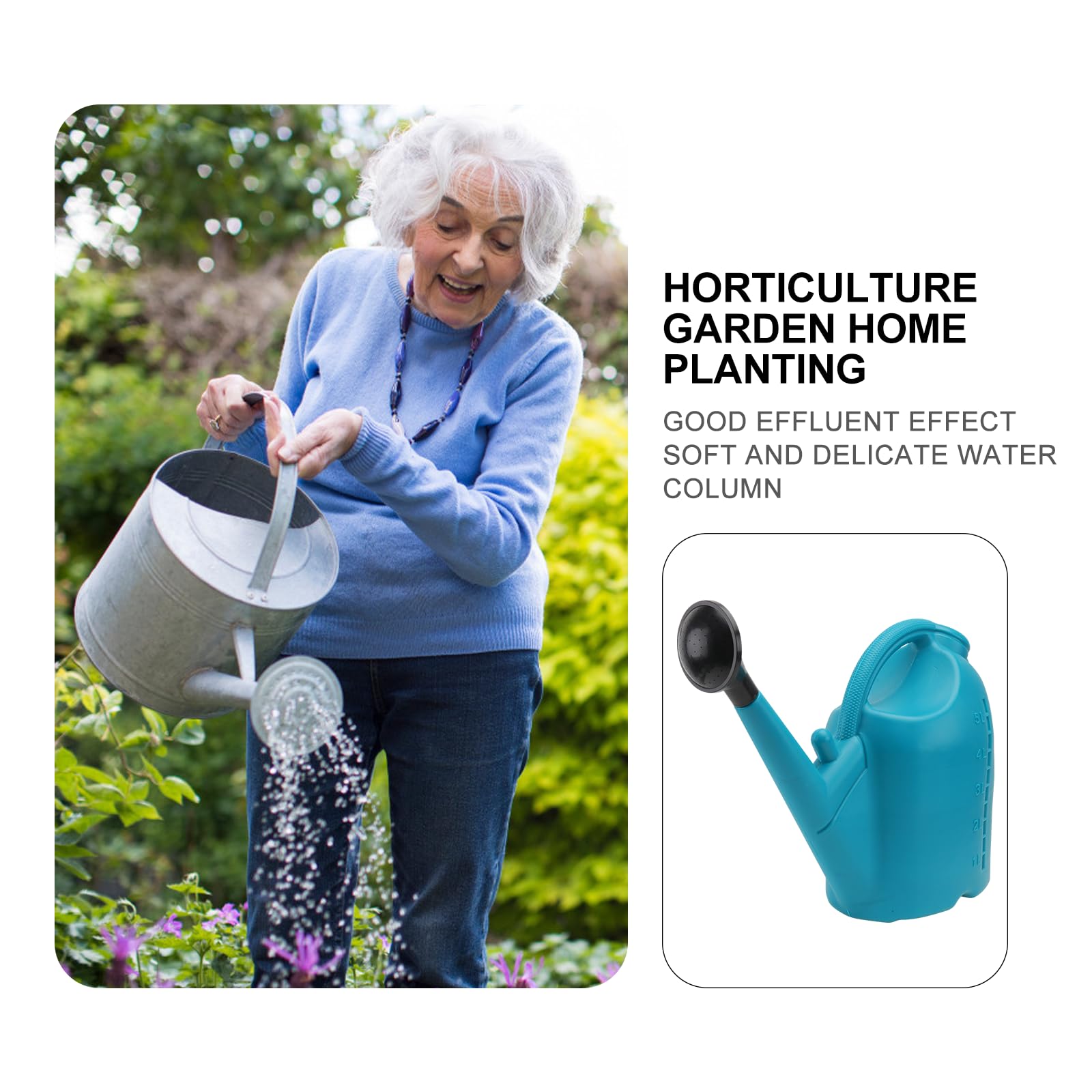 Housoutil Regadera de Plástico para Jardín 5L Boquilla Larga Azul Aspersor para Macetas y Pulverizador de Agua para Riego y Reutilizable