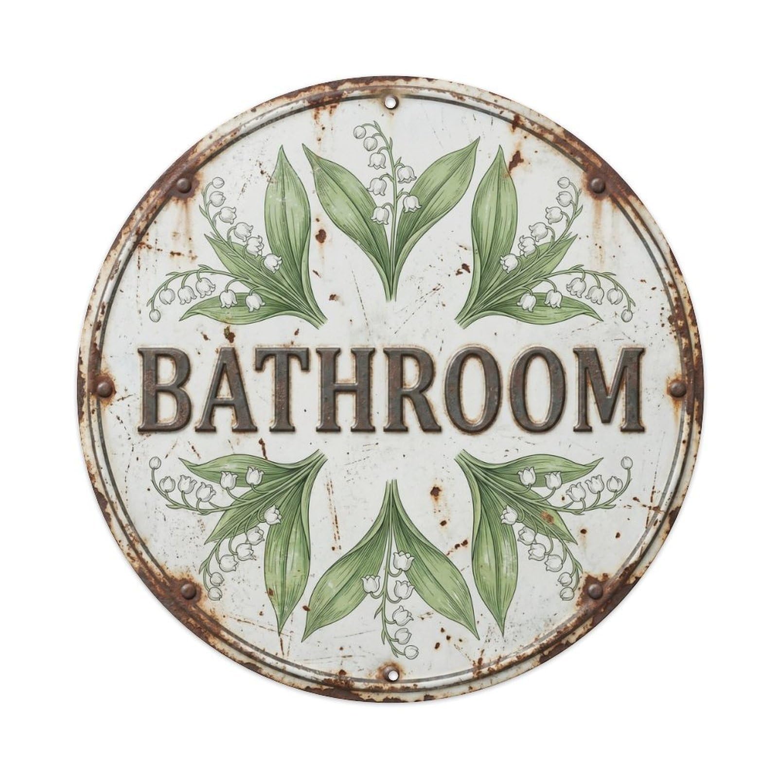 Bathroom Botanical Floral Room Label Lily Of The Valley Metal Tin Sign