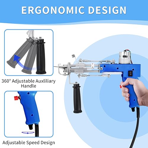 Miniatura 3 de Tufting Gun 2 en 1 - Kit de iniciación de máquina de alfombra de pelo de corte, kit de pistola eléctrica para acolchonar, incluye 10 calcomanías