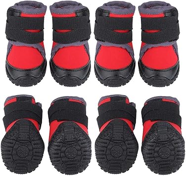 Amazon Xuuyuu 犬用靴 犬靴 ドッグブーツ 犬のブーツ ドッグシューズ 通気性 柔らかい 防水 肉球保護 傷防止 ペットの靴 履かせやすい ペット用 丈夫 お散歩 柔らかい 滑り止め 快適 介護 足元の汚れ防止 45 レッド Xuuyuu ブーツ プロテクター 通販