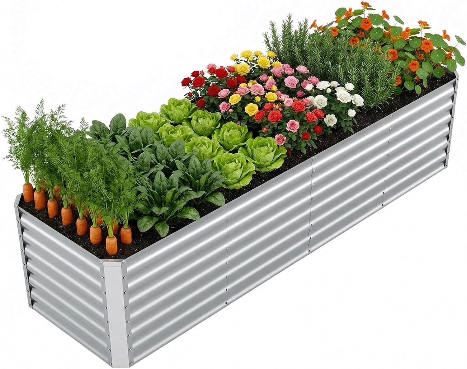8x2x2FT Galvanized Raised Garden Beds Outdoor,Planter Raised Beds for Gardening, Vegetables, Flowers,Large Metal Garden Box,Deep Plant Flower pots Outdoor (Galvanized, 1Pack)