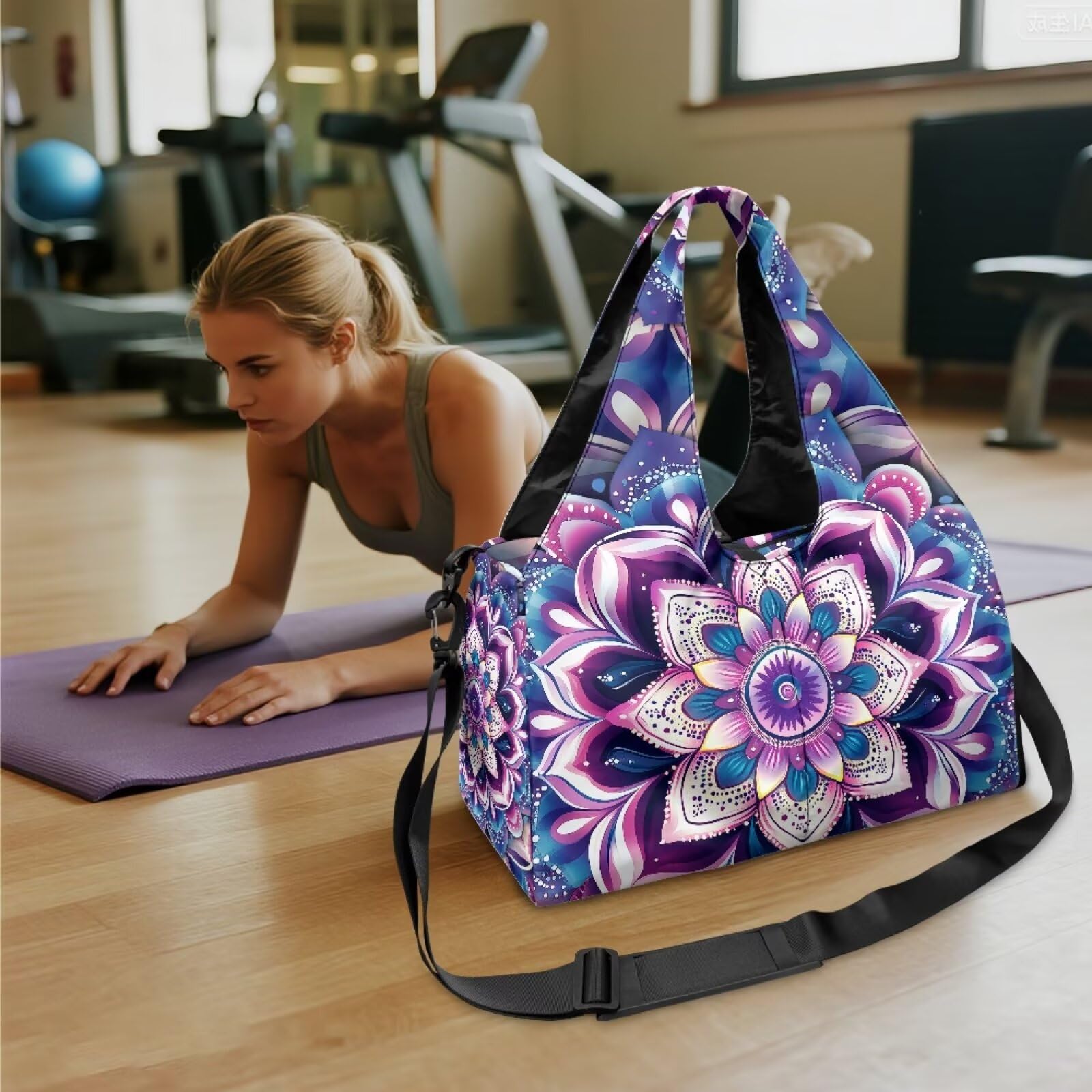 Yogatasche für Damen mit Yogamatten-Tragetasche und Schuhfach, Pilates-Schultertasche