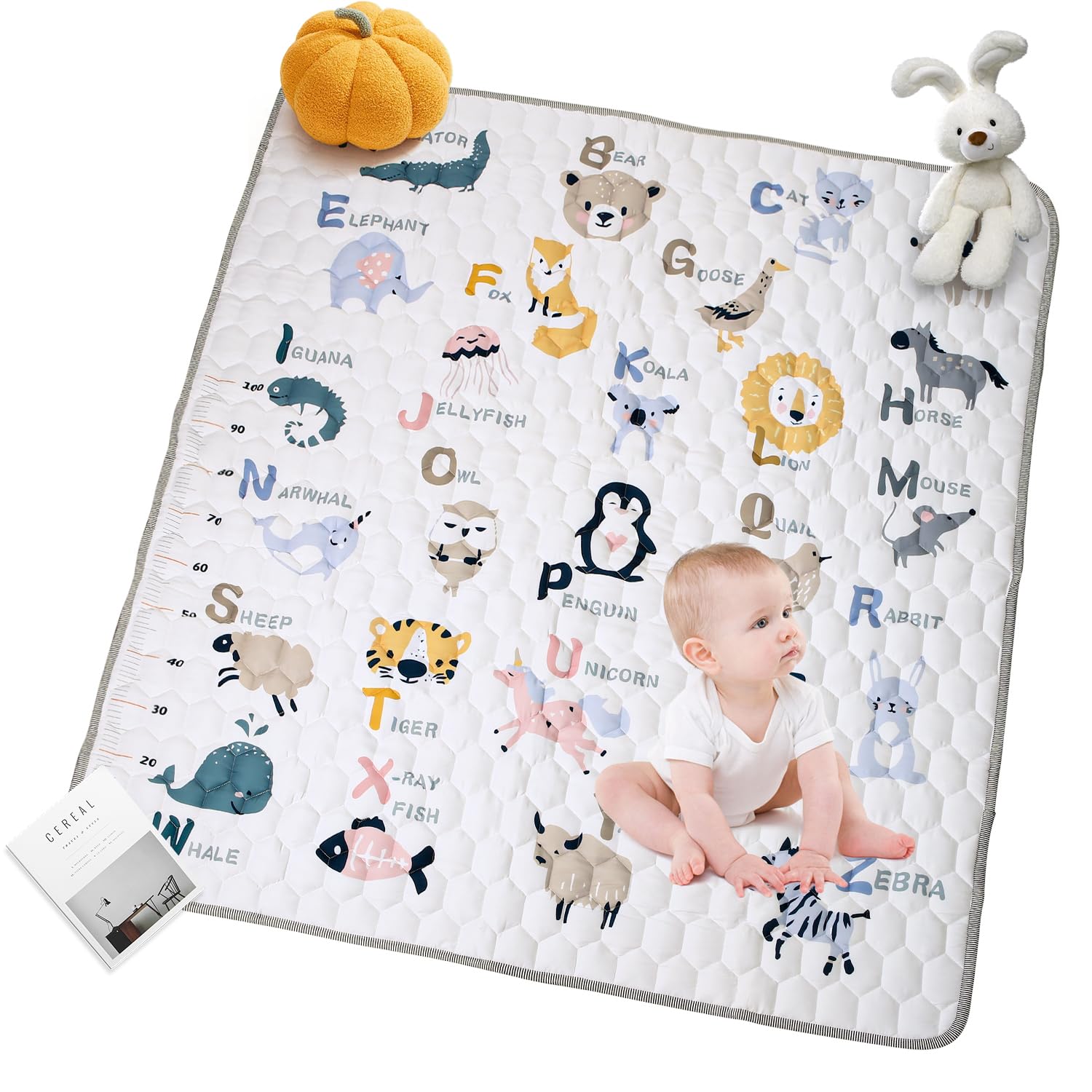 Alfombra Bebé 180x150cm, Alfombra Infantil, Tapete de Actividades Bebé, Alfombra Bebé Acolchada Plegable, Suave y Lavable, Tapete Bebé para Interior/Exterior, Perfecta para los Primeros Pasos