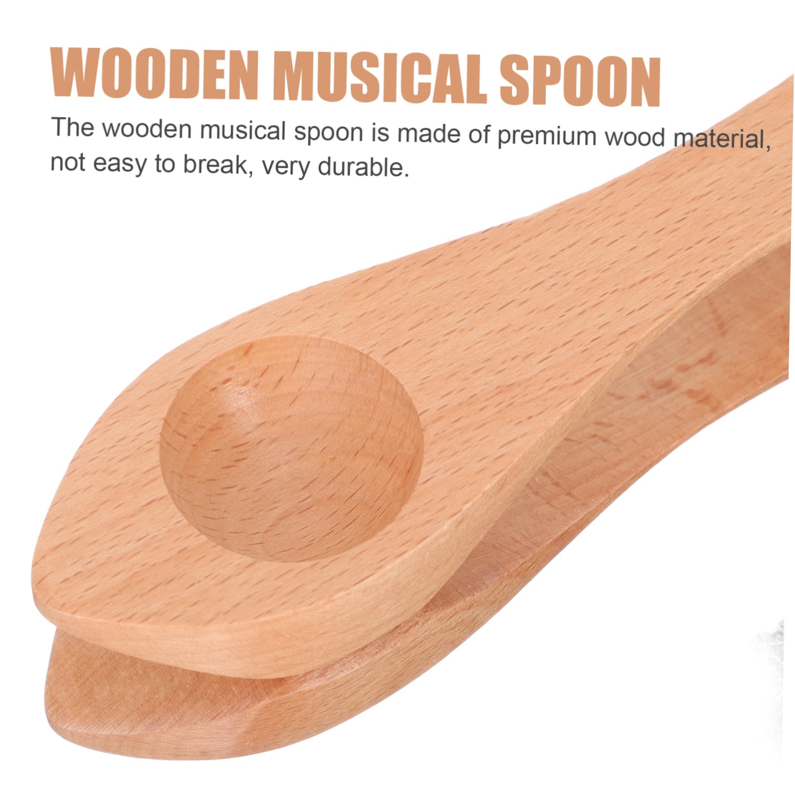 BESPORTBLE 5 Pezzi Cucchiai Musicali in Legno Naturale per Strumento Percussione Educativo per Feste e Spettacoli con Finitura Liscia e Tocco Confortevole