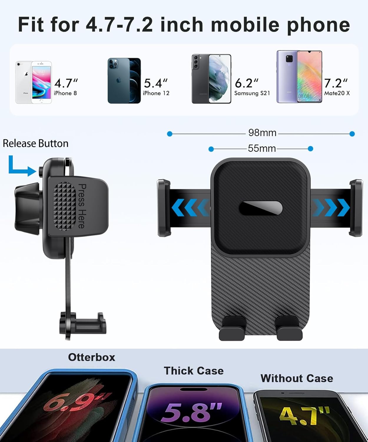 Car Phone Holder for Nissan Armada 2021 2022 2023 2024 Accessories 12.3 Inch Screen Fixed Clip Cell Phone Mount Hands-Free 360 Degree Rotation