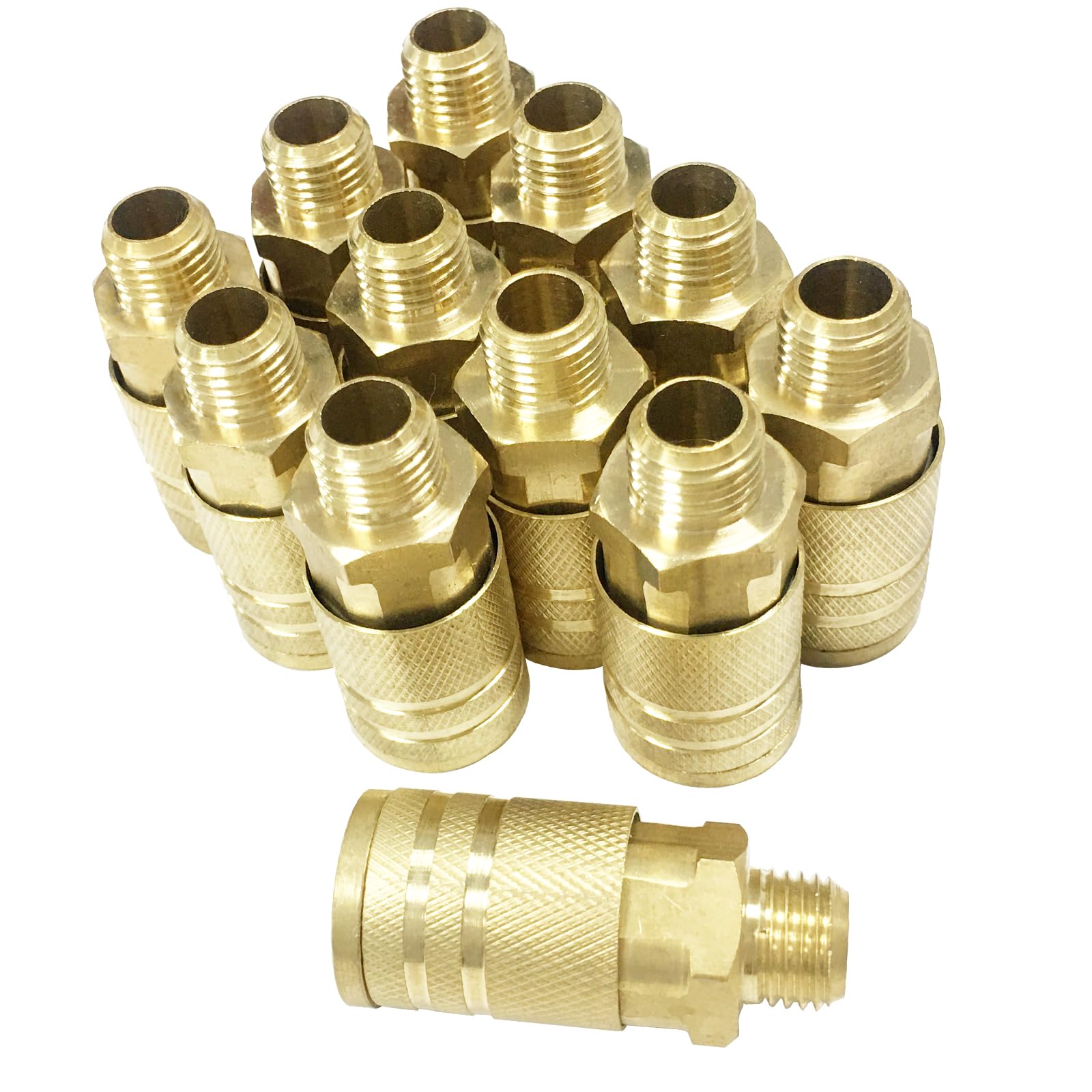 Raccordi per tubi dell'aria da 1/4" maschio NPT in ottone massiccio, kit accoppiatore d'aria, 12 pezzi, accessori per compressore d'aria a connessione rapida, 300 Psi