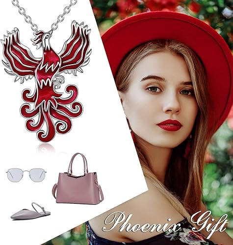 Vista 6 de POPLYKE Collar de plata de ley con colgante de pájaro Phoenix Rising Phoenix Rising Phoenix para mujeres, joyería para niñas, mamá e hija, Plata