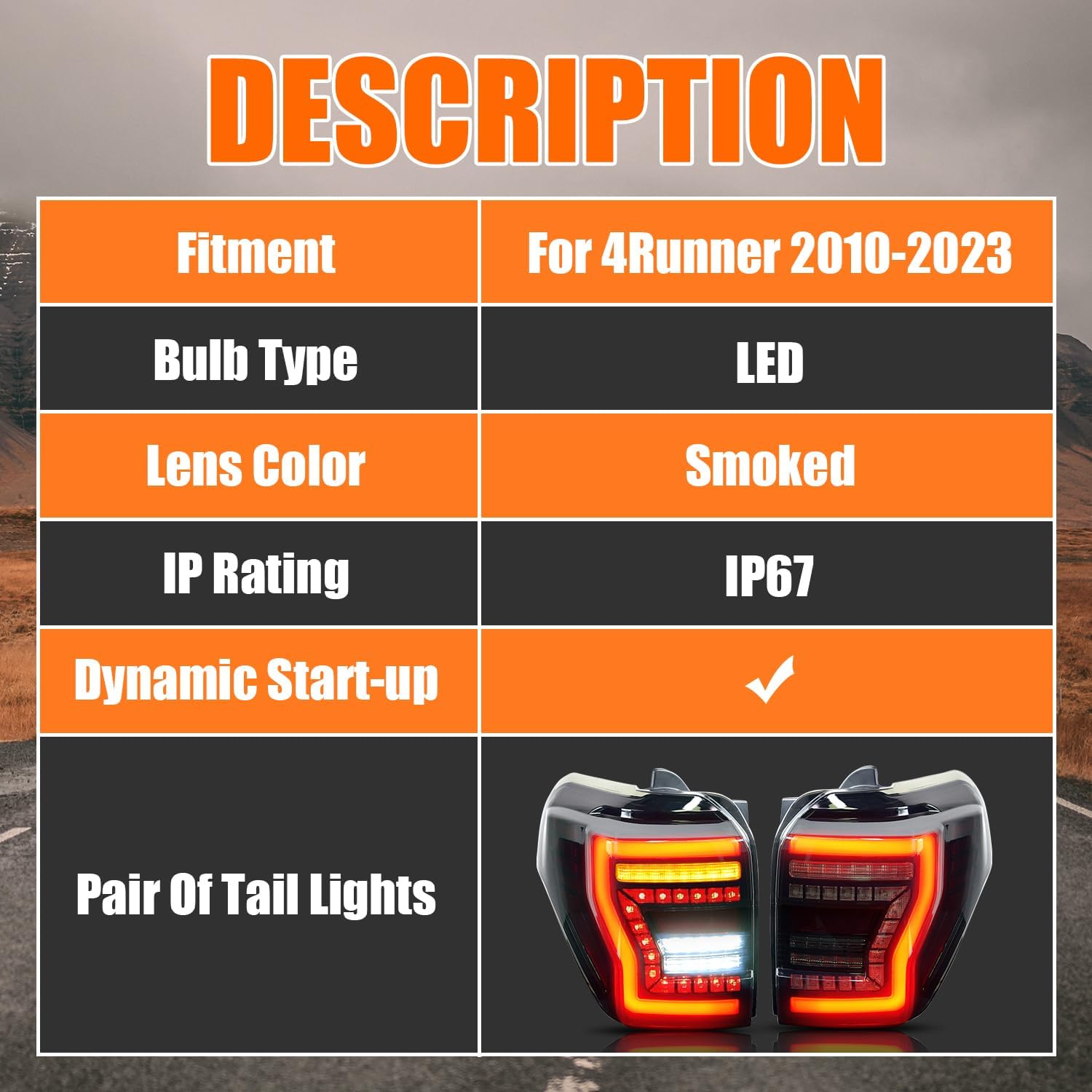 LED Tail Lights for Toyota 4Runner 2010-2023 Taillights Assembly Compatible with 5th Gen Toyota 4Runner / Sequential Turn Signal/Plug and Play/Passenger & Driver Side Rear Light