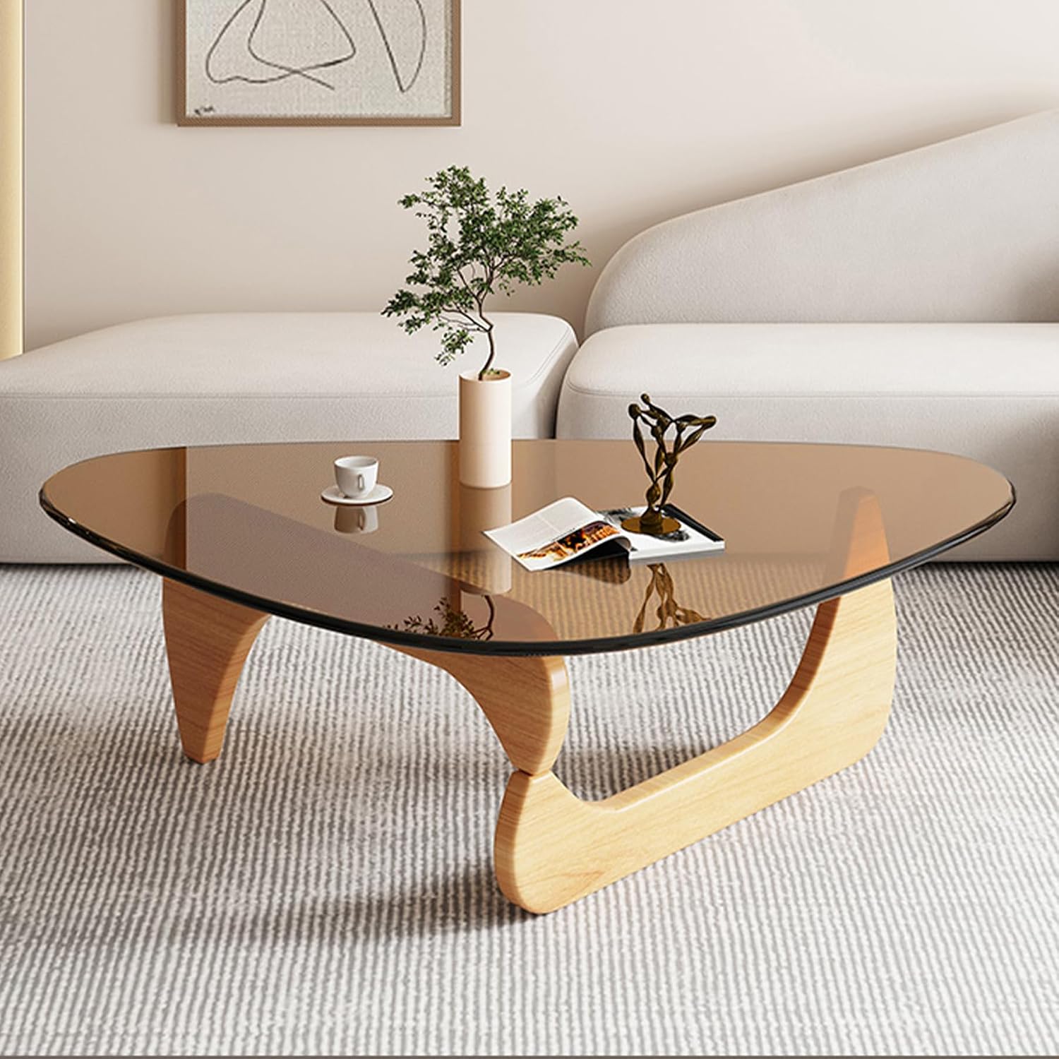 Amazon.com: Triangle Glass Coffee Table-Mid-Century Modern End Table ...