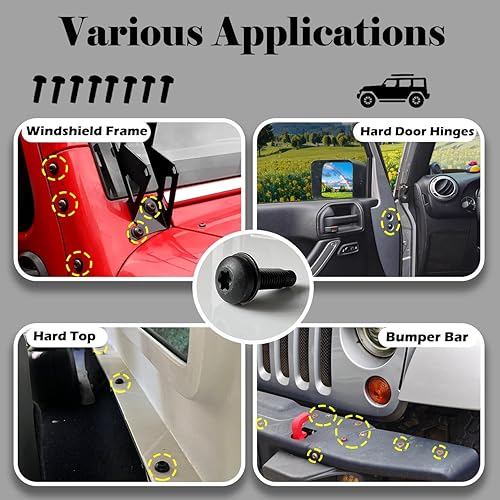 Miniatura 6 de Tornillos para Jeep Wrangler JK, pernos M8 aplicados al marco del parabrisas, barra antivuelco, portón trasero, bisagras duras de puerta, soportes