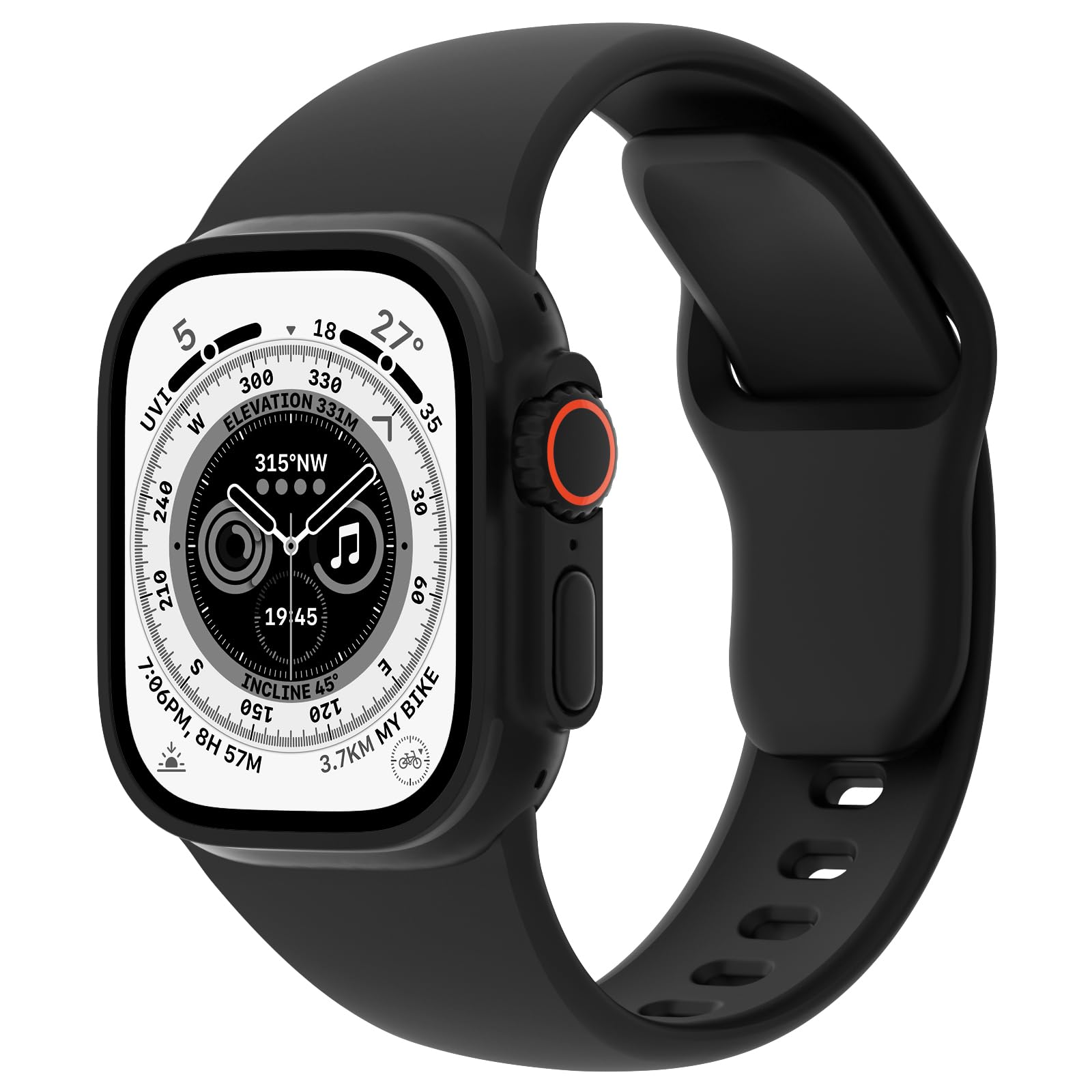 Sport Bands Compatible with Apple Watch 38mm 40mm 41mm 42mm 44mm 45mm 49mm, Soft Silicone Replacement Waterproof Strap Wristband for iWatch Series Ultra 9/8/7/6/5/4/3/2/1 SE Women Men, Black