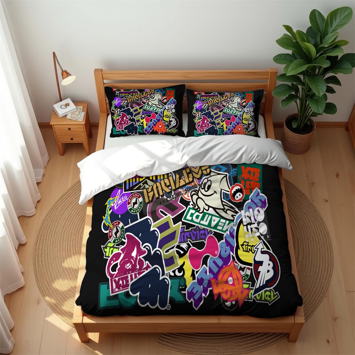 Ste-X Sp 03 Spray Graffiti Ultra Soft 210 Thread Count Cotton Bedding Set Breathable Anti-Mite Duvet Cover (,200X200cm(Double))