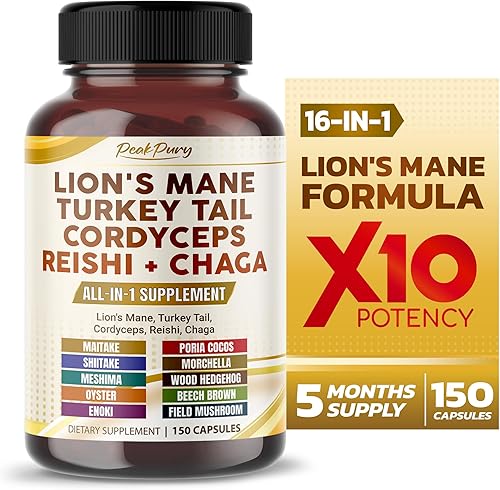 Lion's Mane Turkey Tail Cordyceps Reishi Chaga - Apoyo al Bienestar General