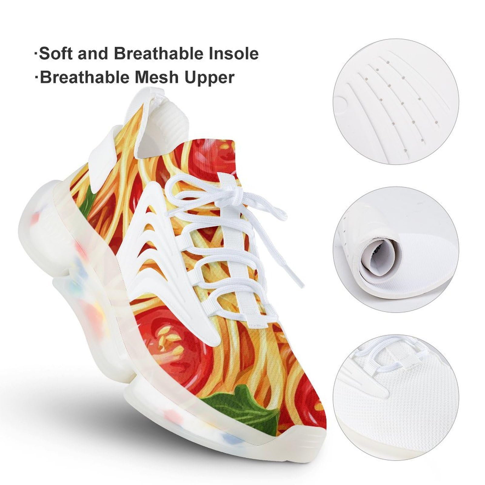Spaghetti Pasta Noodles T-omato Salsa Uomini Scarpe Da Corsa Atletica Scarpe Da Ginnastica Walking Sneakers