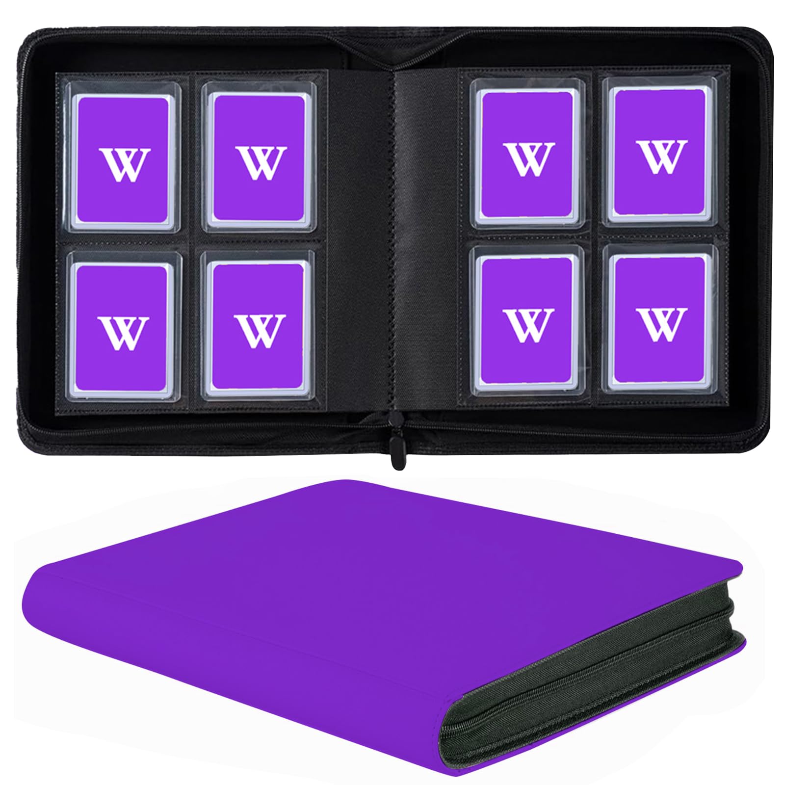 128 Pockets Toploader Binder Holds Top Loaders, 4-Pocket Top Loaders Binder Album, Toploader Card Binder for 3" x 4" Rigid Card Holders, Ringless Toploader Storage Folder (Purple) — image 1