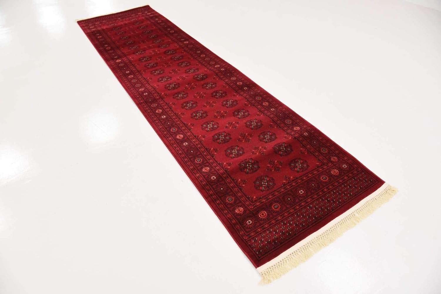 Unique Loom Tekke Collection Over-Dyed Saturated Traditional Torkaman Area Rug, 2 ft 7 in x 10 ft, Red/Burgundy
