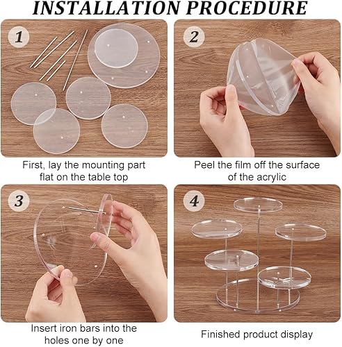 Miniatura 4 de FINGERINSPIRE Soporte elevador redondo de acrílico de 5 niveles, acrílico transparente de 3 pulgadas, soporte giratorio de exhibición de joyas de