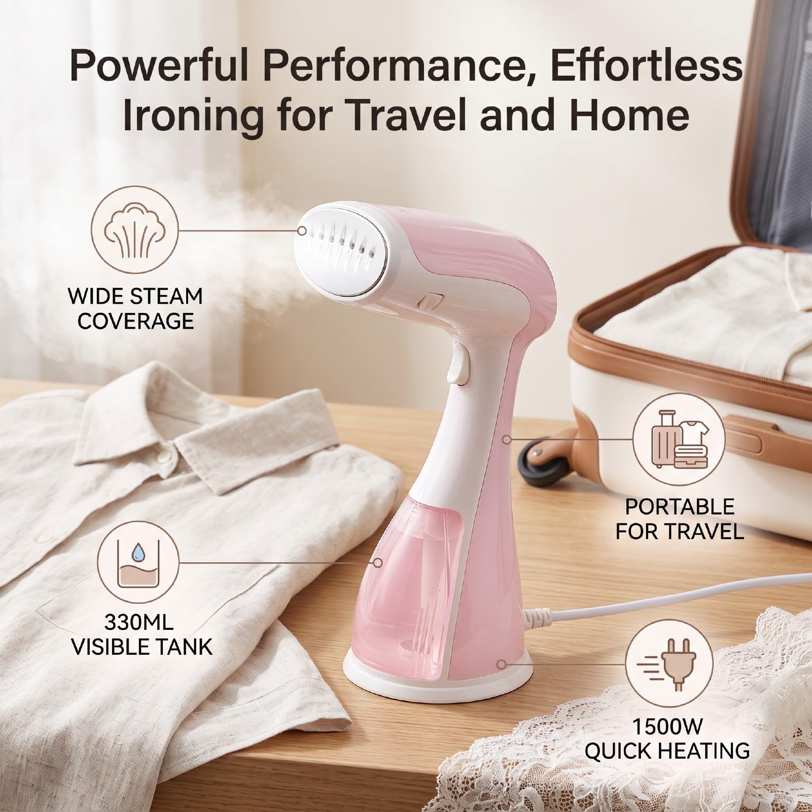 Plancha de Portátil, Miniplancha Eléctrica Compacta y Fácil de Usar para Dormitorio de Viaje, 330ML