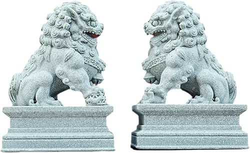 Miniatura 7 de 2 piezas de mini estatuas de león de piedra, decoración de acuario, decoración china de Feng Shui, adorno de pecera, figuras de león para gabinete