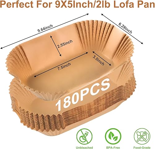 Miniatura 2 de Forros para pan para hornear pan de 9 x 5 pulgadas, 180 forros antiadherentes para pan, sartenes desechables de papel pergamino para hornear 7.9 in