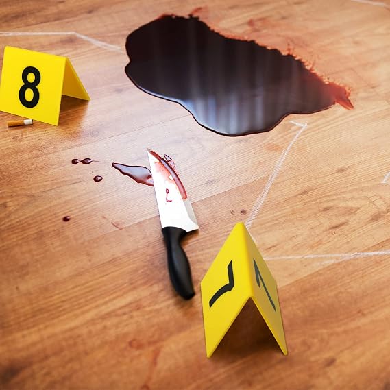 30 Pack Evidence Markers Crime Scene Markers Tents Evidence Number Cards Crime Scene Decorations Party Decorations for Kids Adults Detective Clue Game Halloween Props